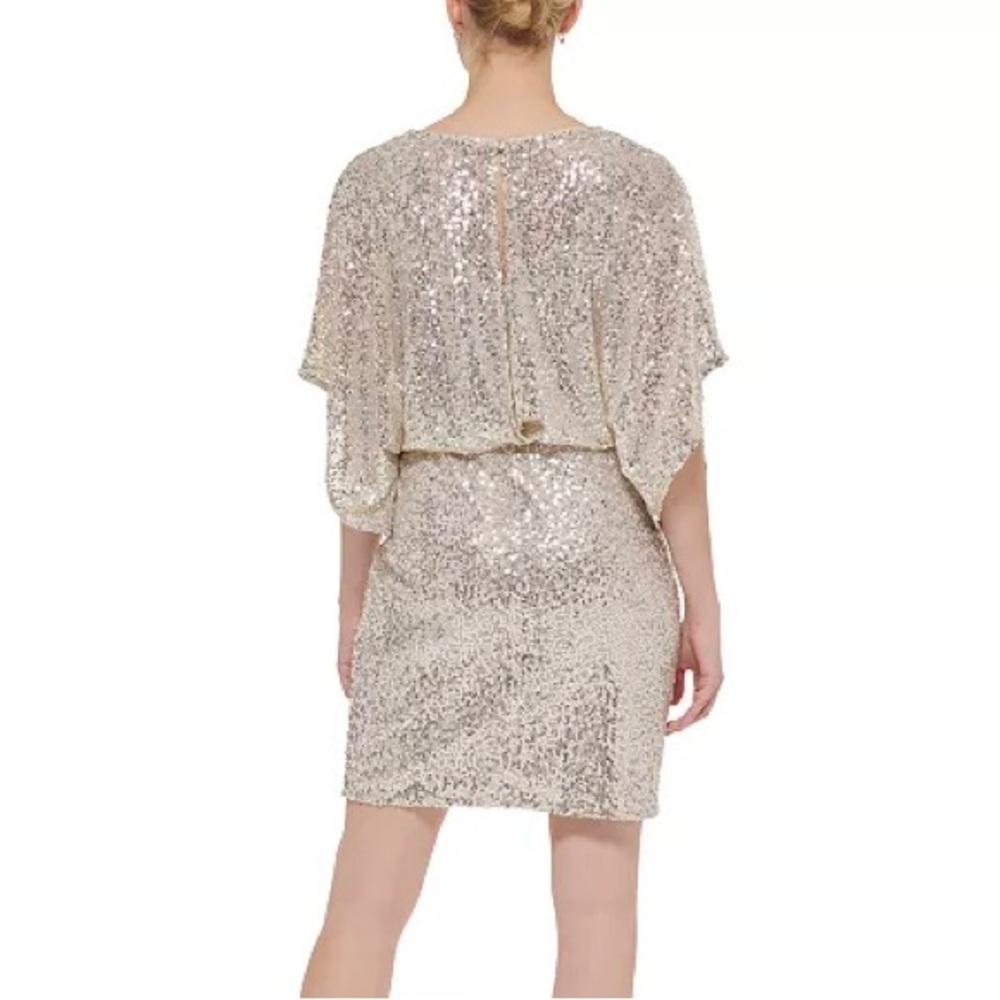 JESSICA HOWARD DRESS Size 16 Regular.waist 16” 18”Pit 2 Pit 38”L.Silver Sequin. - Picture 7 of 8